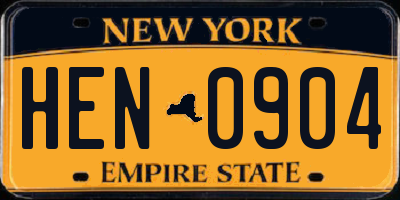 NY license plate HEN0904