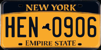 NY license plate HEN0906