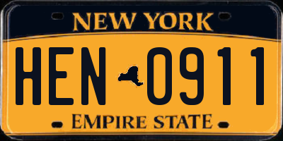 NY license plate HEN0911