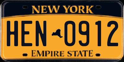 NY license plate HEN0912