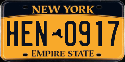 NY license plate HEN0917