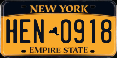 NY license plate HEN0918
