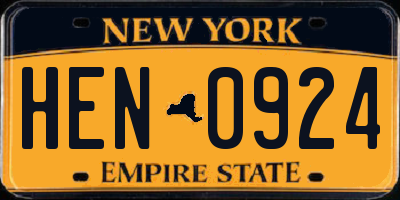 NY license plate HEN0924