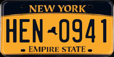 NY license plate HEN0941