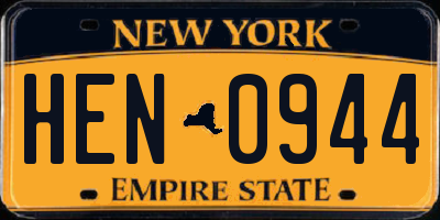 NY license plate HEN0944