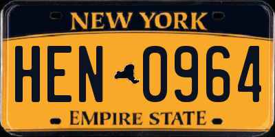NY license plate HEN0964