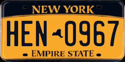NY license plate HEN0967