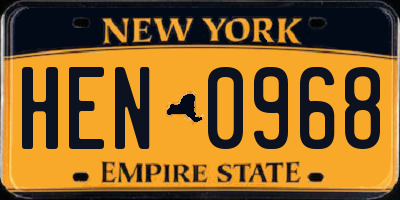 NY license plate HEN0968