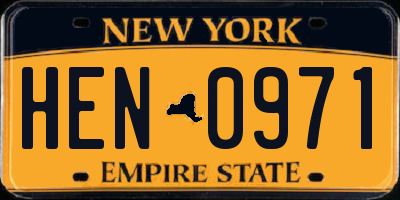 NY license plate HEN0971