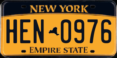NY license plate HEN0976