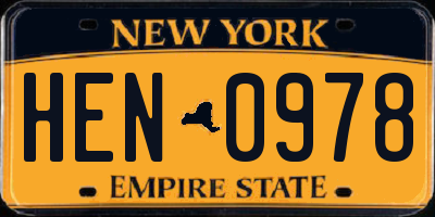 NY license plate HEN0978