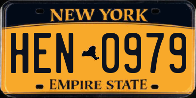 NY license plate HEN0979