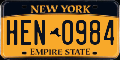 NY license plate HEN0984