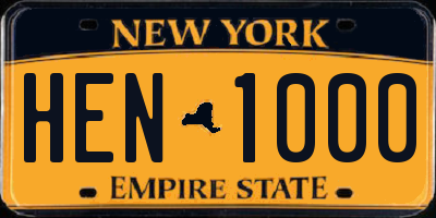 NY license plate HEN1000