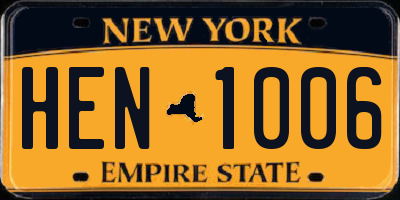 NY license plate HEN1006