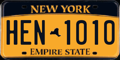 NY license plate HEN1010