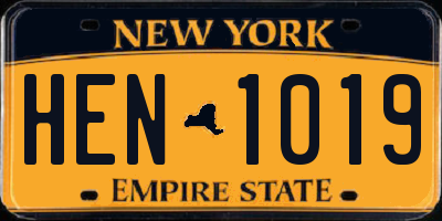 NY license plate HEN1019
