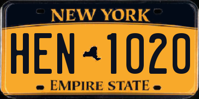 NY license plate HEN1020