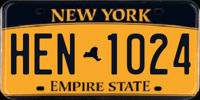 NY license plate HEN1024