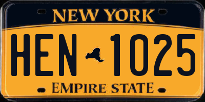 NY license plate HEN1025