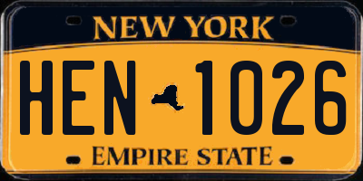 NY license plate HEN1026
