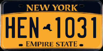 NY license plate HEN1031
