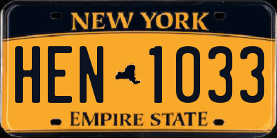NY license plate HEN1033