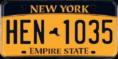 NY license plate HEN1035