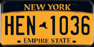 NY license plate HEN1036