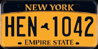 NY license plate HEN1042