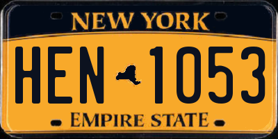 NY license plate HEN1053