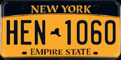 NY license plate HEN1060