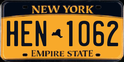 NY license plate HEN1062