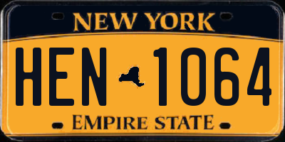 NY license plate HEN1064