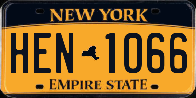NY license plate HEN1066