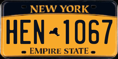 NY license plate HEN1067