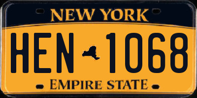 NY license plate HEN1068
