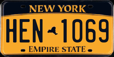 NY license plate HEN1069