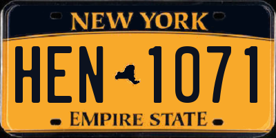 NY license plate HEN1071