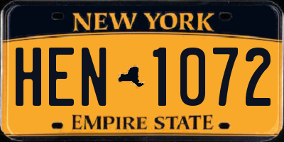NY license plate HEN1072