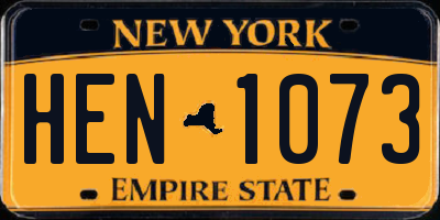 NY license plate HEN1073