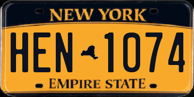NY license plate HEN1074