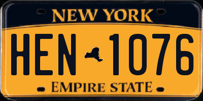 NY license plate HEN1076