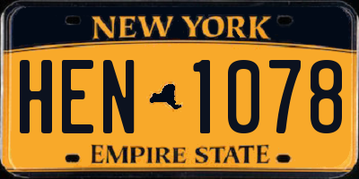 NY license plate HEN1078