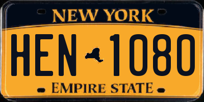 NY license plate HEN1080