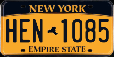 NY license plate HEN1085