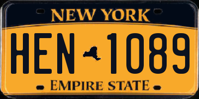 NY license plate HEN1089