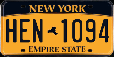 NY license plate HEN1094