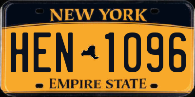 NY license plate HEN1096