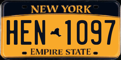 NY license plate HEN1097
